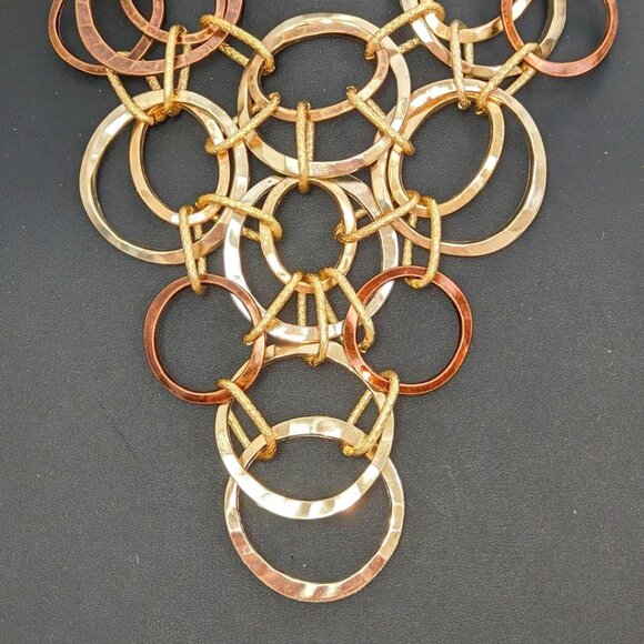 Fun Maze of Circles Necklace Gold and Copper-Bronze   NWT - Picture 6 of 6